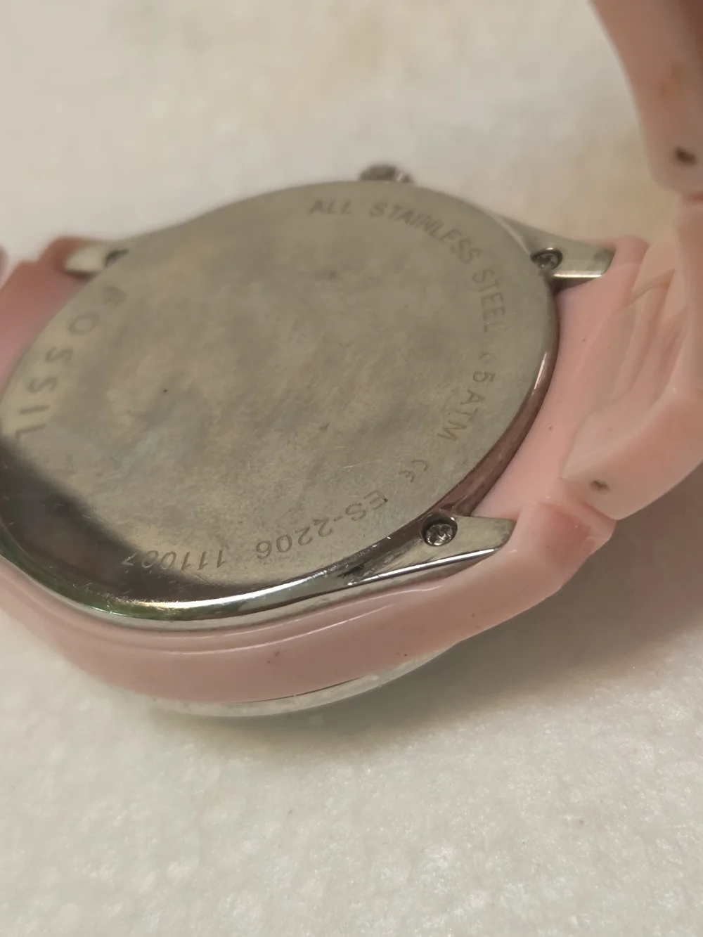 Fossil Pink Silicone Crystal Accent Women's Watch